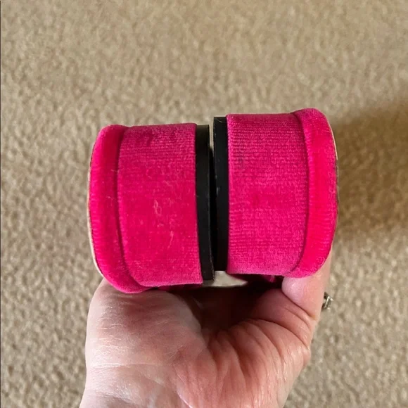 Lilly Pulitzer Vintage Dark Pink Corduroy Mules with Green Palm Trees sz 8.5 - Picture 8 of 10